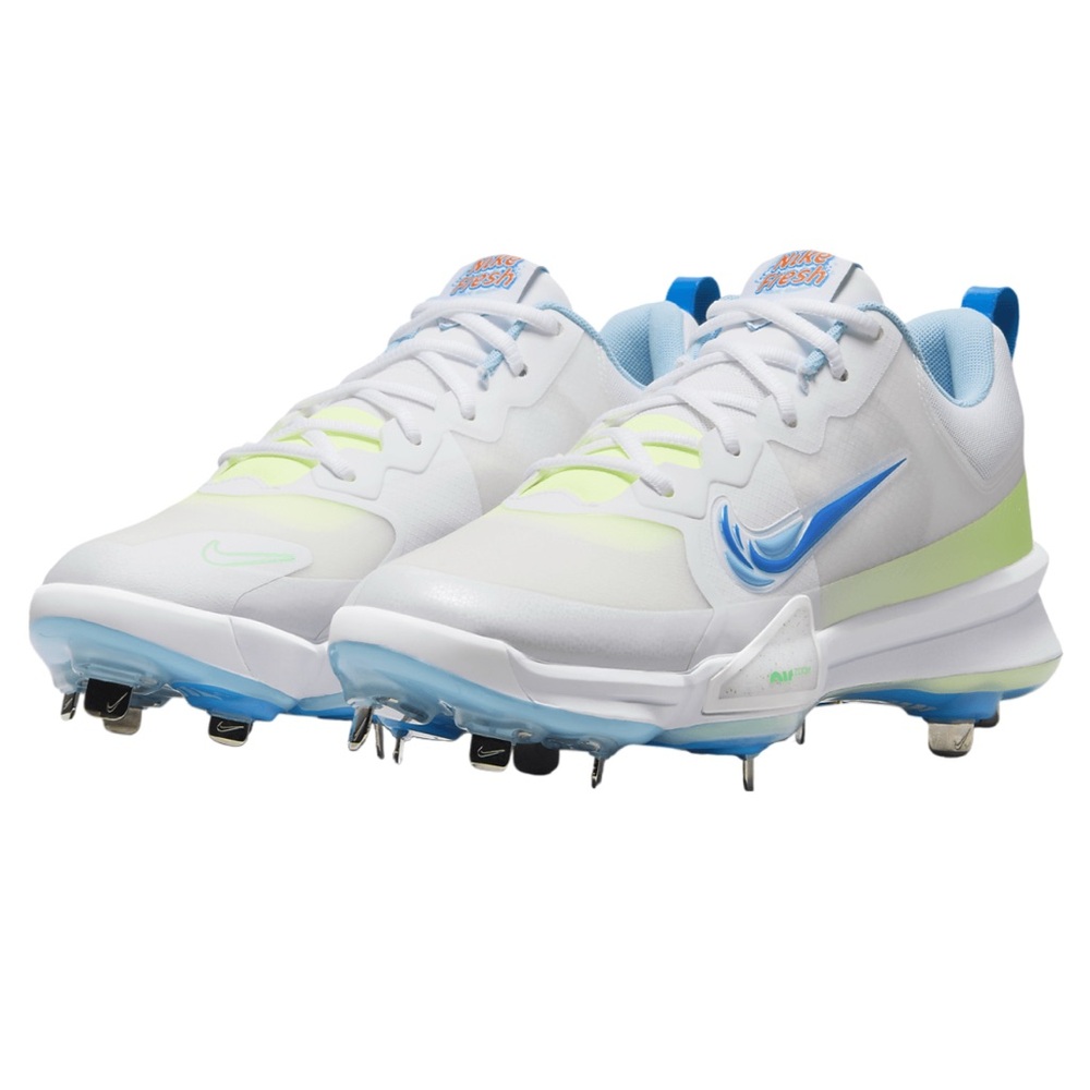 Nike Force Trout 9 Pro baseball cleats 'White Volt Aquarius Blue FQ7941-100 NWOB - Picture 7 of 12